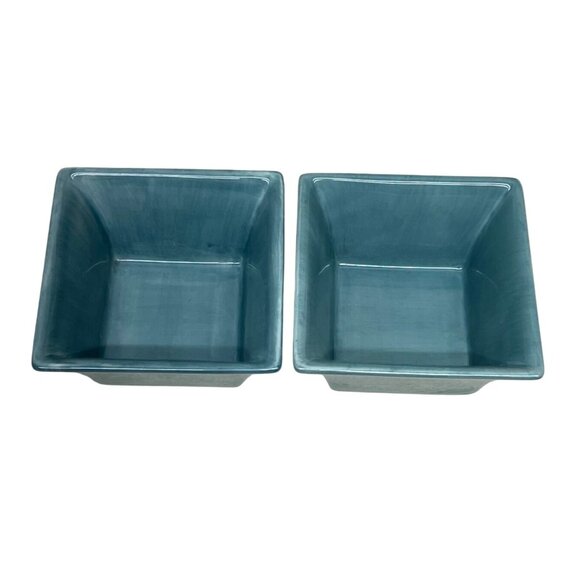 2 Tabletops Unlimited Espana Breeze Blue Square Cereal Bowls 5 1/2" - Picture 5 of 8